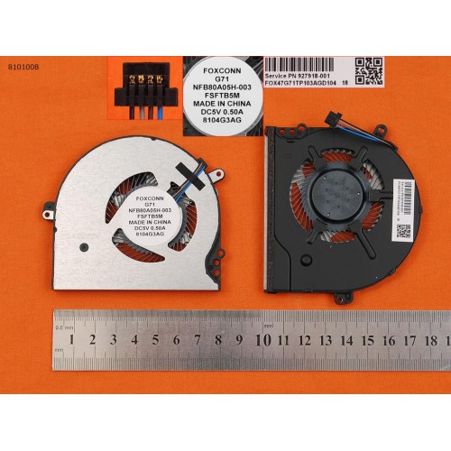 Вентилятор для ноутбука HP Pavilion 14-BP 15-CC 15T-CC 15-CK TPN-Q191 series, (927918-001, NFB80A05H-003, NS75C00-16K11, DTA47G71TP003, Original)