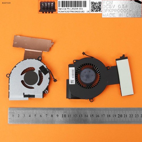 Вентилятор кулер для ноутбука HP 15-DC Series (CPU fan, L30204-001, 0FKPP0000H, FCN47G3D, L29355-001, ND85C06-18A20, Original)
