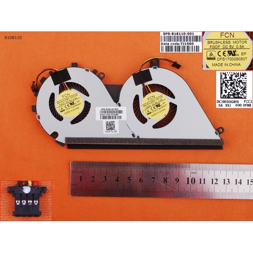Вентилятор для ноутбука HP ENVY 14-J 14T-J000 14-J104TX, (818110-001, DFS170005050T FGDF, Original)