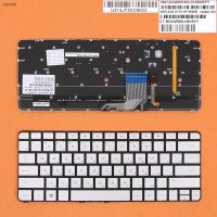 Клавиатура для HP Spectre 13-3000 13-3040eg 13-3011ea RU (с подсветкой, серебристая, Original)