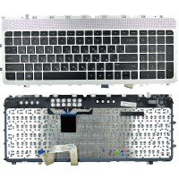 Клавиатура для HP ENVY 17-3000 17-3200 17t-3000 17t-3200 Series RU (серебристая, с подсветкой, с рамкой, Original)