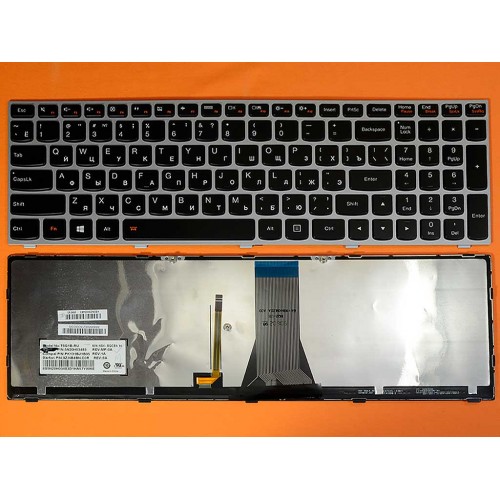 Клавиатура для ноутбука Lenovo IdeaPad g50-30 G50-70 Z50-70 B50-30 B50-45 Z51-70 500-14ACZ 500-15ISK RU (черная, серая рамка, с подсветкой, Original)