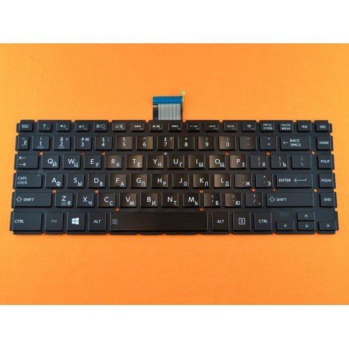 Клавиатура для ноутбука Toshiba Satellite L40-B RU (чёрная глянцевая, без рамки, с подсветкой, Original)