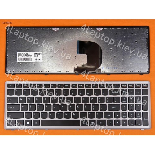 Клавиатура для ноутбука Lenovo IdeaPad Z500 US (черная с серой рамкой)