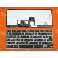 Клавиатура Toshiba Z30, Русская, серая рамка, чёрная, с подсветкой, с поинт-стиком, Win8