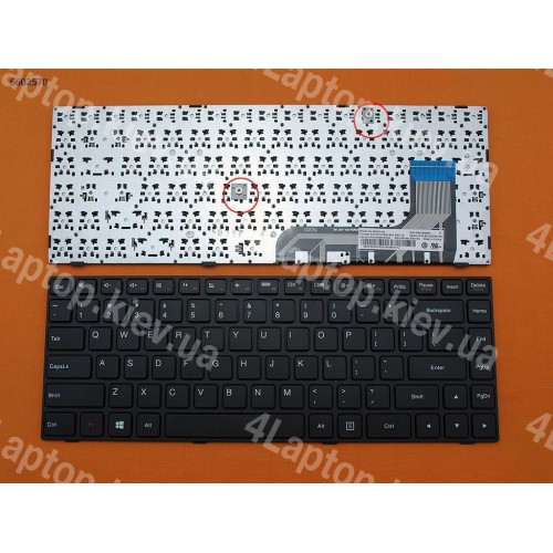 Клавіатура для Lenovo Ideapad 100-14IBY US чорна, з чорною рамкою