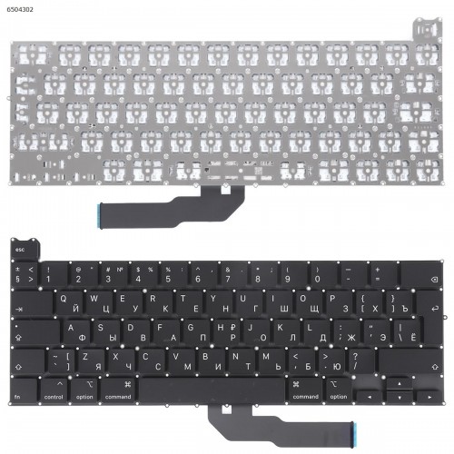 Клавиатура для ноутбука MacBook Pro 13" A2251 2020 года, RU, Black, (вертикальный Enter)