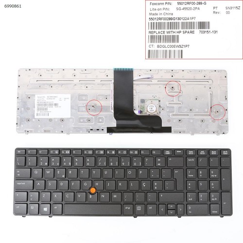 Клавіатура для HP EliteBook 8560W, PO, (сіра, з поінтстиком)