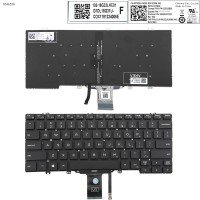 Клавіатура для Dell Latitude 5200 3300 5300 7200 7300 3301 7290 5310, US, (чорна, з підсвіткою, Original)