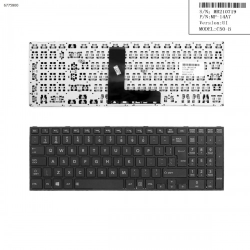 Клавіатура для ноутбука Toshiba Satellite C50-B C50D-B C55-B C55D-B, US, чорна