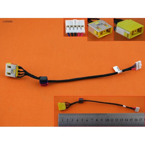 Роз'єм живлення для Lenovo G500s, G505s, G400s, G405s, PJ608, (Square Yellow+pin з проводом/кабелем 14.5см)