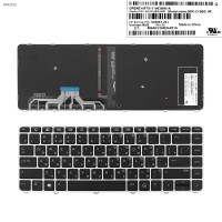 Клавиатура для HP EliteBook Folio 1040 G3, RU, (черная с серой рамкой, с подсветкой, Original)