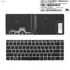 Клавиатура для HP EliteBook Folio 1040 G3, RU, (черная с серой рамкой, с подсветкой, Original)