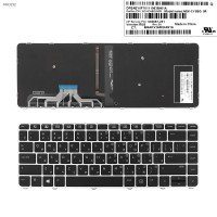 Клавиатура для HP EliteBook Folio 1040 G3, RU, (черная с серой рамкой, с подсветкой, Original)