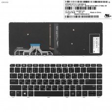 Клавіатура для HP EliteBook Folio 1040 G3, RU, (чорна з сірою рамкою, з підсвіткою, Original)