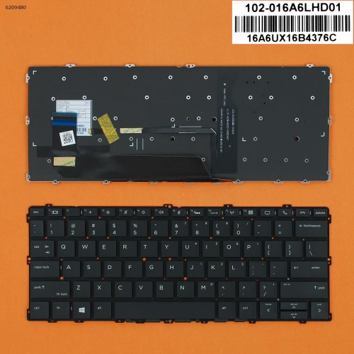 Клавиатура для ноутбука HP EliteBook X360 1030 G2, US, (черная, с подсветкой, 904507-001)