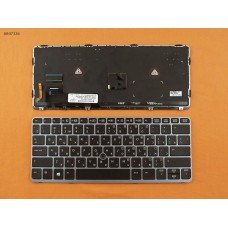 Клавіатура для HP EliteBook 720 G1 G2, 725 G2, 820 G1 G2, RU, (сіра рамка, з підсвіткою, з трекпоінтом, Original)