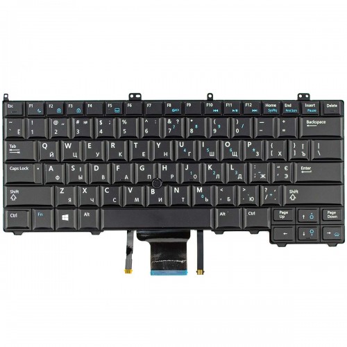 Клавиатура для ноутбука Dell Latitude E7440, E7420, E7240, RU/UA, (черная, с трекпоинтом, с подсветкой)