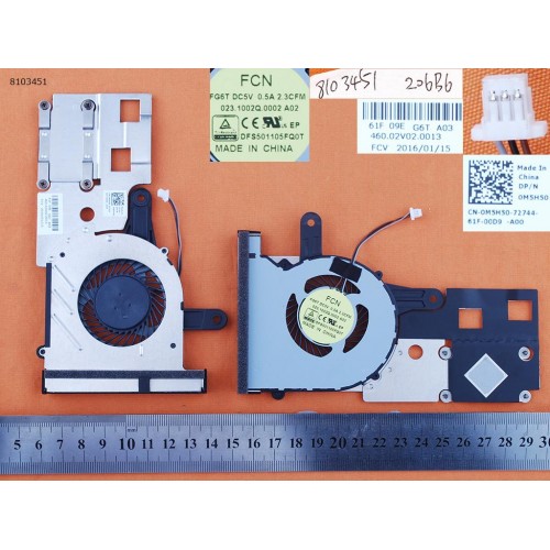 Вентилятор с радиатором для Dell Inspiron 14-3451, 14-3452, 15-3551, 15-3552, (0M5H50, FG6T, DFS501105FQ0T)