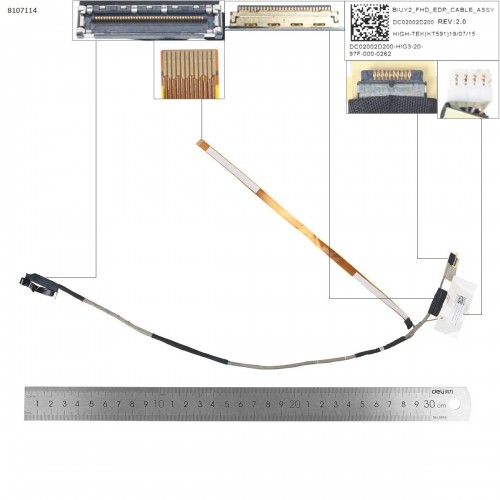 Шлейф матрицы для ноутбука Lenovo Yoga 710-14IKB 710-14ISK Type 80TY 80V4, ( 5C10L47422, DC02002D200, BIUY2, eDP 30Pin)