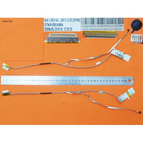 Шлейф матрицы для ноутбука Asus N55SF N55SL PRO5QSF PRO5QSL X5QSF X5QSL, (LVDS 40pin FullHD, DD0NJ5LC310, DD0NJ5LC110, 14005-0009000)
