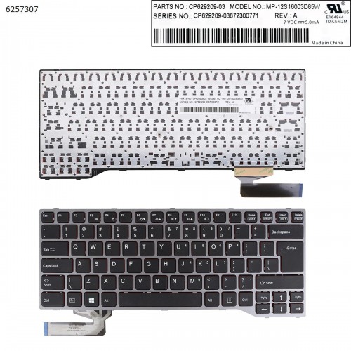 Клавиатура для ноутбука Fujitsu LifeBook E544 E733 E734 E736 E743 E744 E746, RU/UA, Black/Gray
