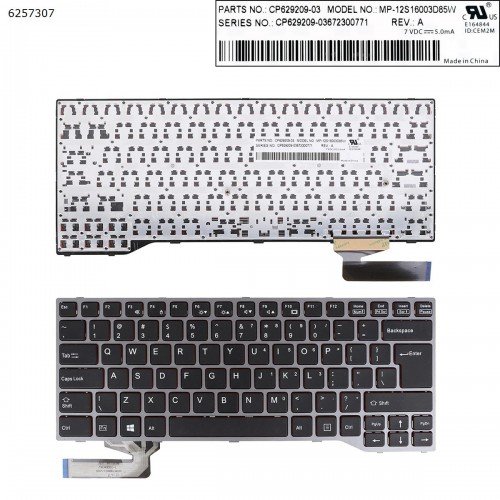 Клавиатура для ноутбука Fujitsu LifeBook E544 E733 E734 E736 E743 E744 E746, US, Black/Gray