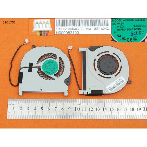 Вентилятор для ноутбука Toshiba Satellite Radius P50W-C P55W-C L55W-C E45W-C, (4pin 5V, AB07505HX050B00, Original)