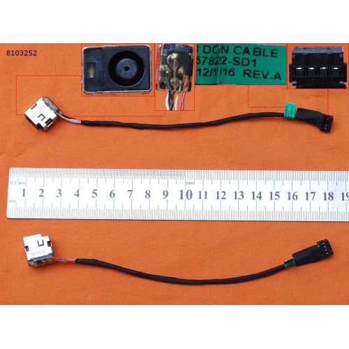 Разъем питания для ноутбука HP Pavilion M7-1000 DV6-7000 DV7-7000 Series, (8pin 90W, с проводом/кабелем 17см, PJ968)