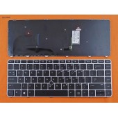 Клавиатура для HP EliteBook 745 840 G3 G4, US, (Black, Grey frame, Pointstick)
