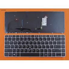Клавиатура для HP EliteBook 745 840 G3 G4, US, (Black, Grey frame, Pointstick)