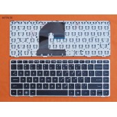 Клавиатура для HP EliteBook 8460P US (чёрная с серой рамкой, без поинтстика, Аналог)
