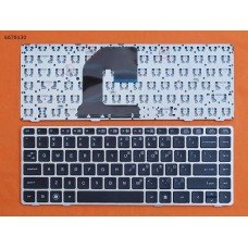 Клавіатура для HP EliteBook 8460P US (чорна з сірою рамкою, без поінтстика, Аналог)