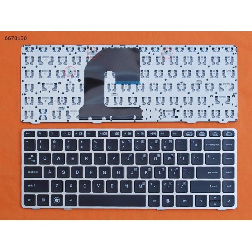 Клавіатура для HP EliteBook 8460P US (чорна з сірою рамкою, без поінтстика, Аналог)