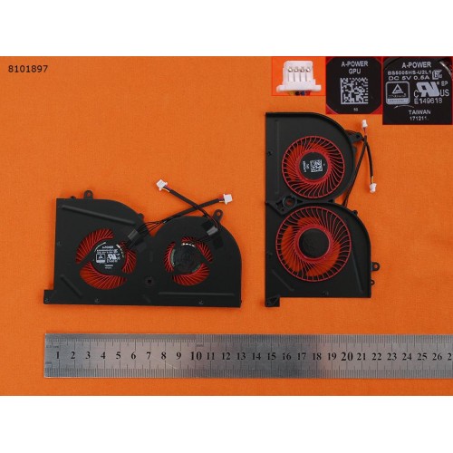 Вентилятор для ноутбука MSI GS63VR GS73VR (Red Blades, красные лопасти, для GPU, Original)