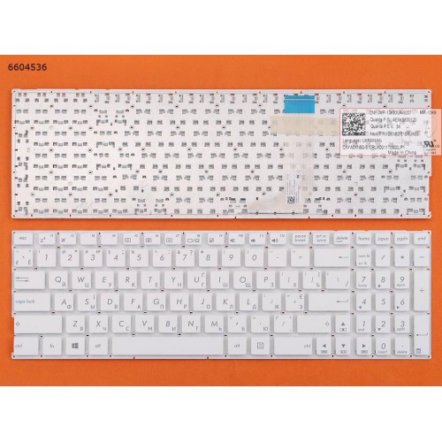 Клавиатура для ноутбука ASUS A556U A556UA A556UB A556UF A556UJ A556UR A556UV A556 X556 R558 RU (белая, Original)