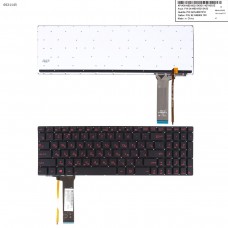 Клавиатура для Asus N56 N550 N56V U500VZ N76 N76VM N76VJ series, RU, (черная, красный шрифт, с подсветкой)