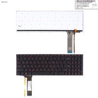 Клавиатура для Asus N56 N550 N56V U500VZ N76 N76VM N76VJ series, RU, (черная, красный шрифт, с подсветкой)