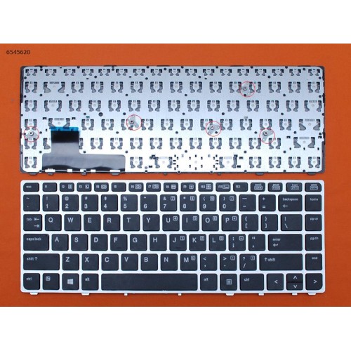 Клавиатура для ноутбука HP EliteBook Folio 9470m, 9480m, US, (черная с серой рамкой, без поинтстика, Аналог)