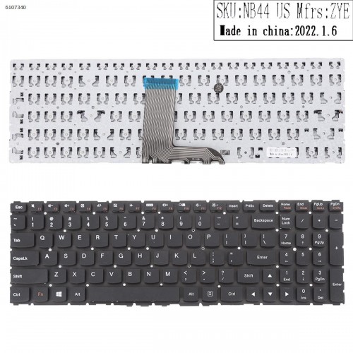 Клавіатура для Lenovo Flex 3-15 3-1570 3-1580, Edge 2-15 2-1580, US, чорна