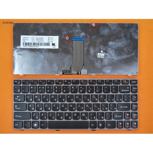 Клавіатура для Lenovo Ideapad Z370 Z470 RU (чорна з рожевою рамкою)