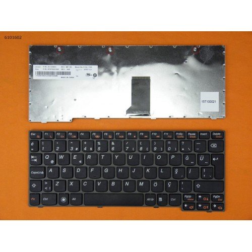 Клавіатура для Lenovo IdeaPad U160 U165 S205, Turkish,  без кирилиці (чорна, сіра рамка, Original)