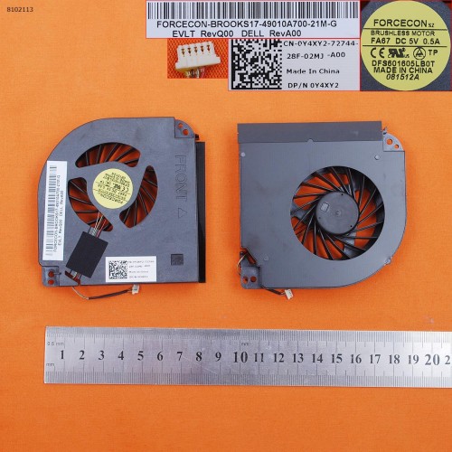 Вентилятор для ноутбука Dell Precision M6400 M6500 M6600, (DFS601605LB0T FA67, 0Y4XY2, Original, version 2)