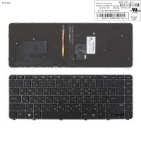 Клавиатура для HP EliteBook 840 G3 series, RU, (чёрная с серой рамкой, с подсветкой, с поинтстиком, Original)