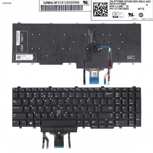 Клавиатура для ноутбука Dell Latitude E5550 E5570 E5580 E5590, Precision 3510 3520 3530, US, (с поинтстиком, с подсветкой)