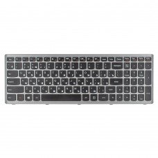 Клавіатура для Lenovo IdeaPad Z710 U510, RU, (чорна, с сріблястою рамкою)