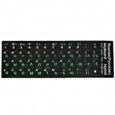 Наклейки на клавиатуру черные с зеленой кириллицей (US/RU) Наклейки на клавиатуру черные с зеленой кириллицей (US/RU)