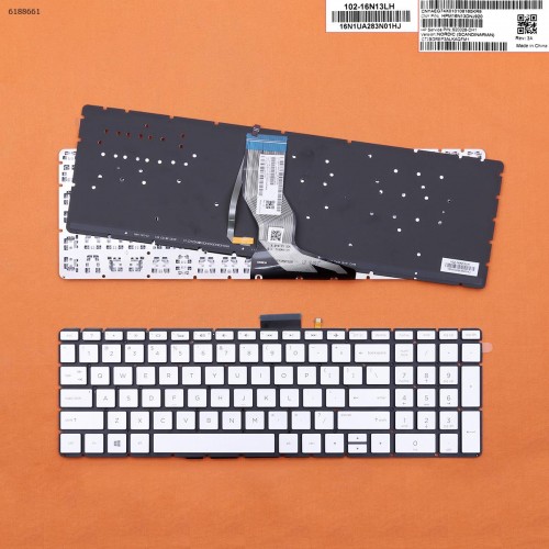 Клавіатура для ноутбука HP 250 255 G6 15-BS 15-BW 15-CC 15-CD 15-CB, US (Silver, с подсветкой, Original)