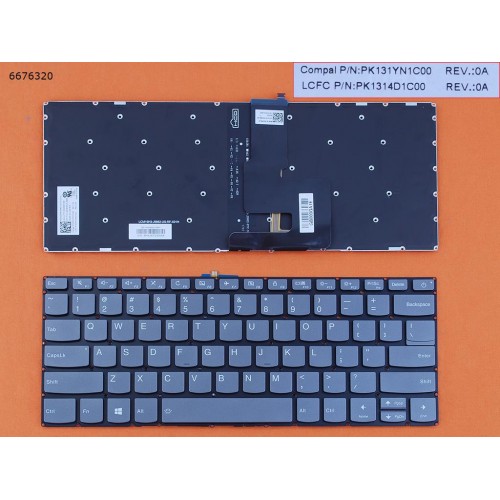 Клавіатура для ноутбука Lenovo IdeaPad 320-14ISK 320S-14IKB 320S-14IKBR S130-14IGM Type 81J2, US, (сіра, з підсвіткою, Original)