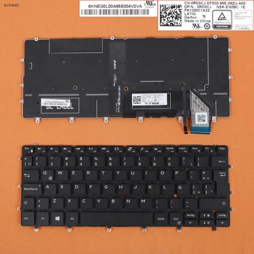 Клавиатура для ноутбука Dell XPS 13 9370 LA (черная, с подсветкой, Original)